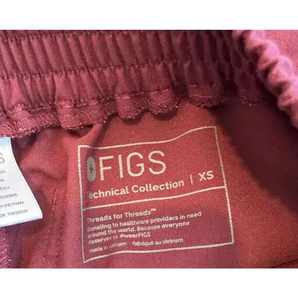 FIGS Yola Scrub Pants Burgundy Size XS - Picture 3 of 4
